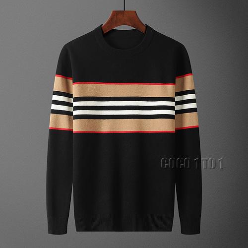 Burberry Horizontal Stripe Crew Neck Sweater in Black
