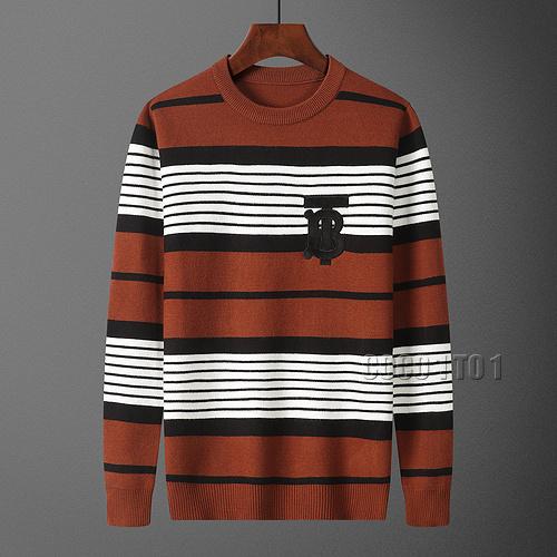 Burberry Horizontal Stripe Crew Neck Sweater in Coffee
