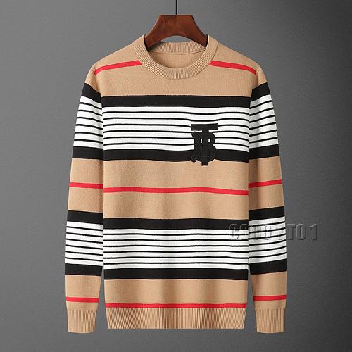 Burberry Horizontal Stripe Crew Neck Sweater in Khaki