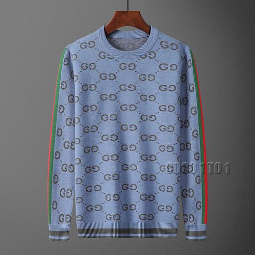 Gucci Full Logo Fashion Crew Neck Sweater in Lake Blue