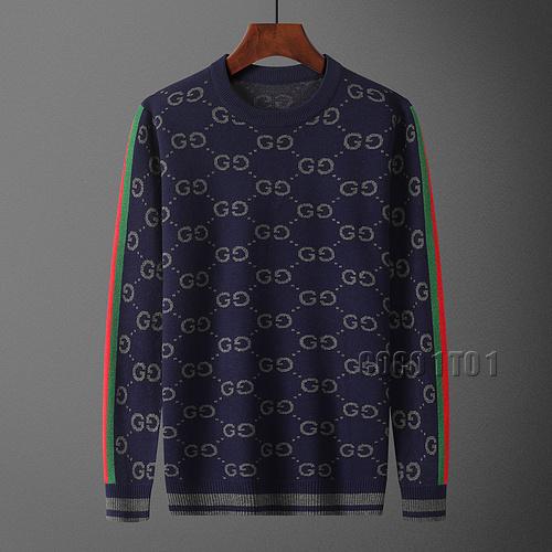 Gucci Full Logo Fashion Crew Neck Sweater in Navy Blue
