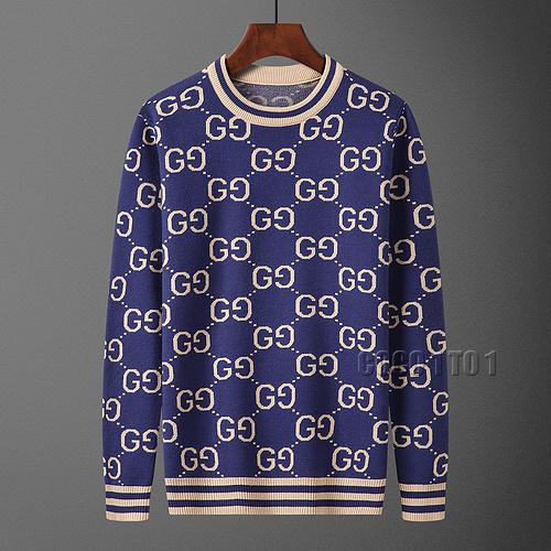 Gucci Full Logo Fashion Crew Neck Sweater in Navy Blue