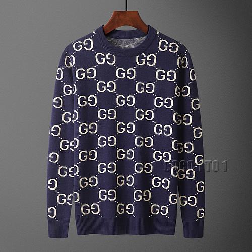Gucci Full Logo Fashion Crew Neck Sweater in Navy Blue