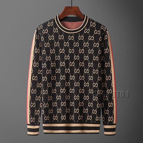Gucci Full Logo Stripe Fashion Crew Neck Sweater in Black