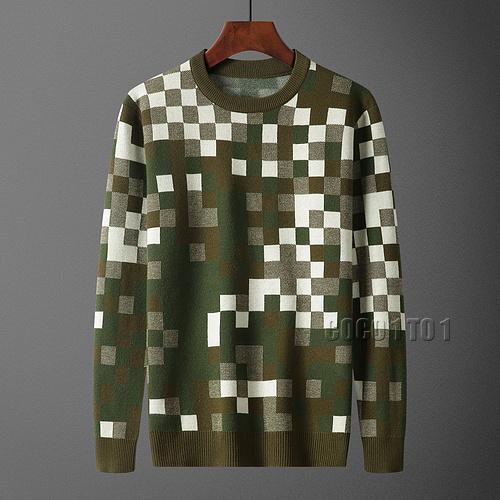Louis Vuitton Mosaic Plaid Crew Neck Sweater in Green