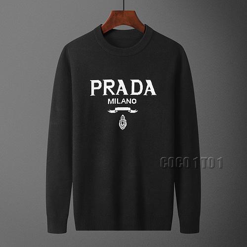 Prada Large Logo Crew Neck Sweater in Black