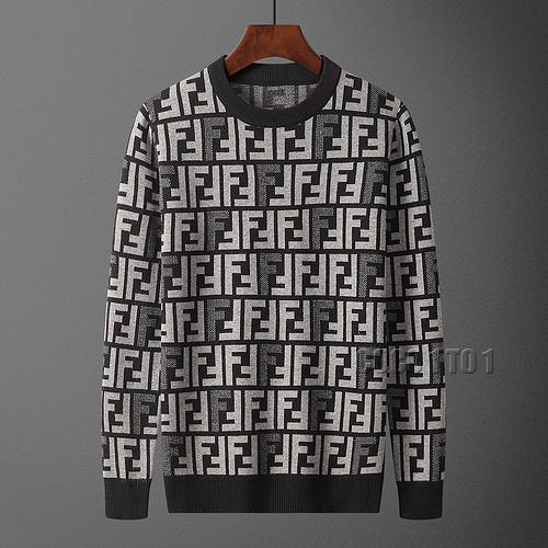 Fendi Full Logo Crew Neck Sweater in Black