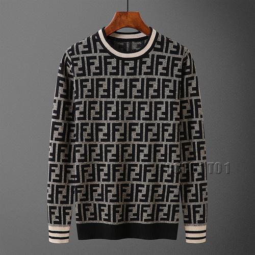 Fendi Full Logo Crew Neck Sweater in Black