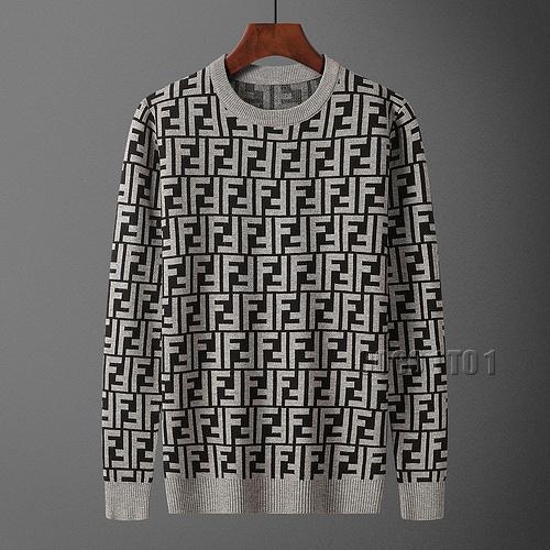 Fendi Full Logo Crew Neck Sweater in Gray