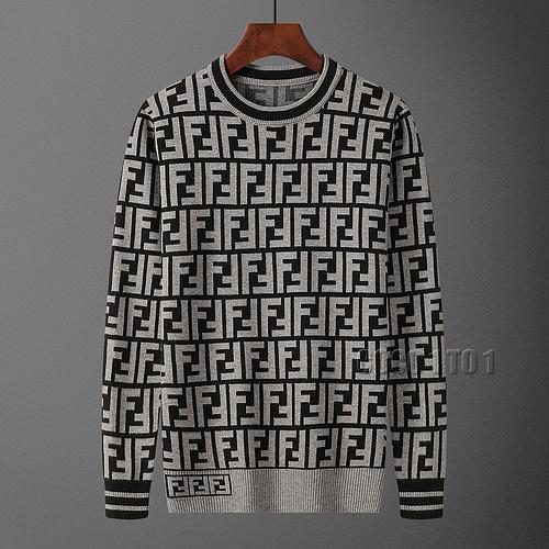 Fendi Full Logo Crew Neck Sweater in Gray
