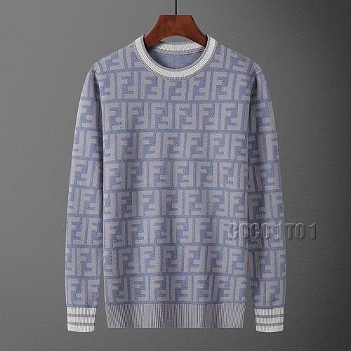 Fendi Full Logo Crew Neck Sweater in Gray