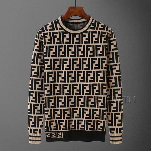 Fendi Full Logo Crew Neck Sweater in Khaki