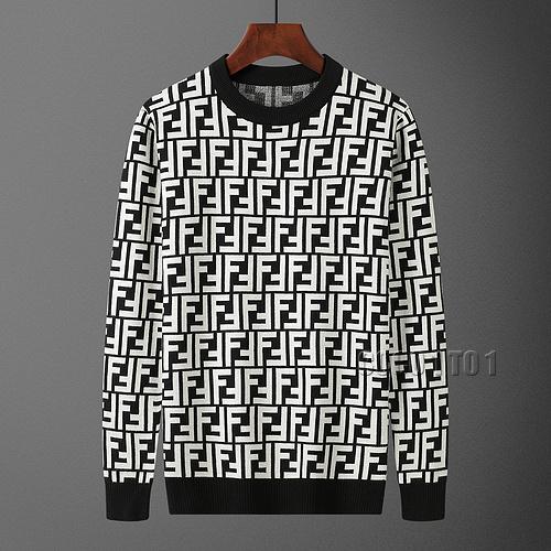 Fendi Full Logo Crew Neck Sweater in White