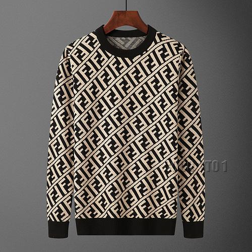 Fendi Full Tilted Logo Crew Neck Sweater in Black
