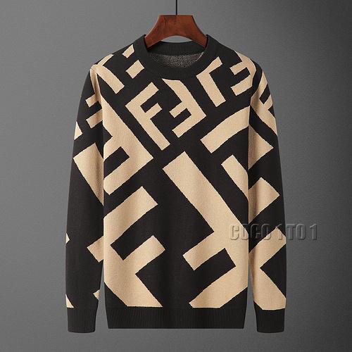 Fendi Full Tilted Logo Gradient Crew Neck Sweater in Black