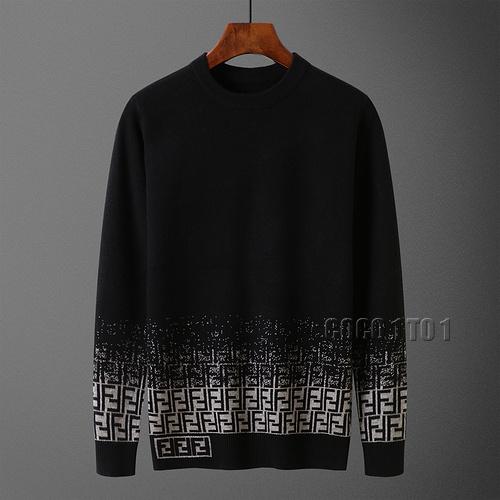 Fendi Gradient Logo Crew Neck Sweater in Black