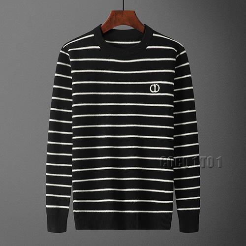 Dior Striped Crew Neck Sweater in Black