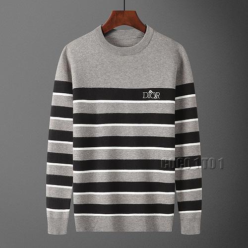 Dior Striped Crew Neck Sweater in Gray