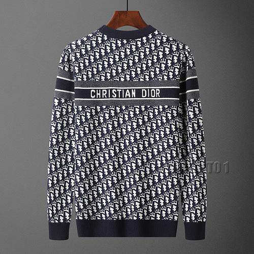 Dior Text Behind Fashion Crew Neck Sweater in Navy Blue