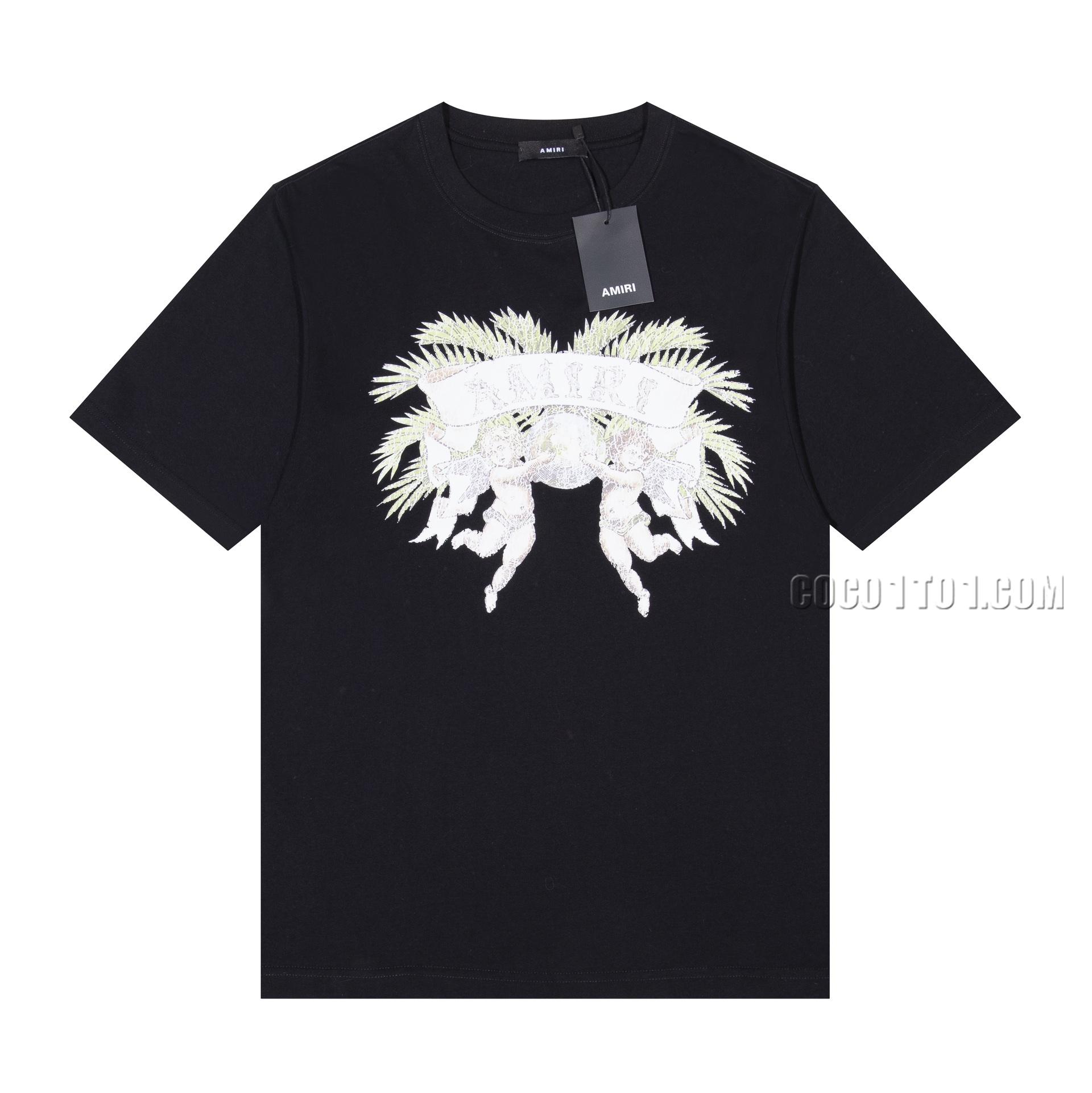 Amiri Angel Letter Design Cracked Seam Short Sleeve NAMIRI42302