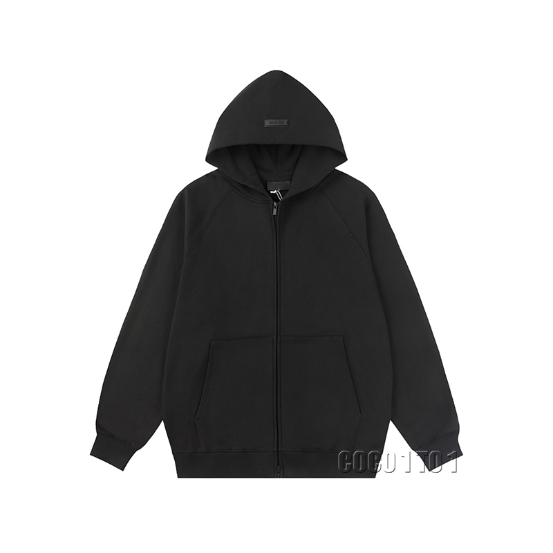FEAR OF GOD ESSENTIALS Double-Line Silicone Logo Hooded Sweatshirt Black