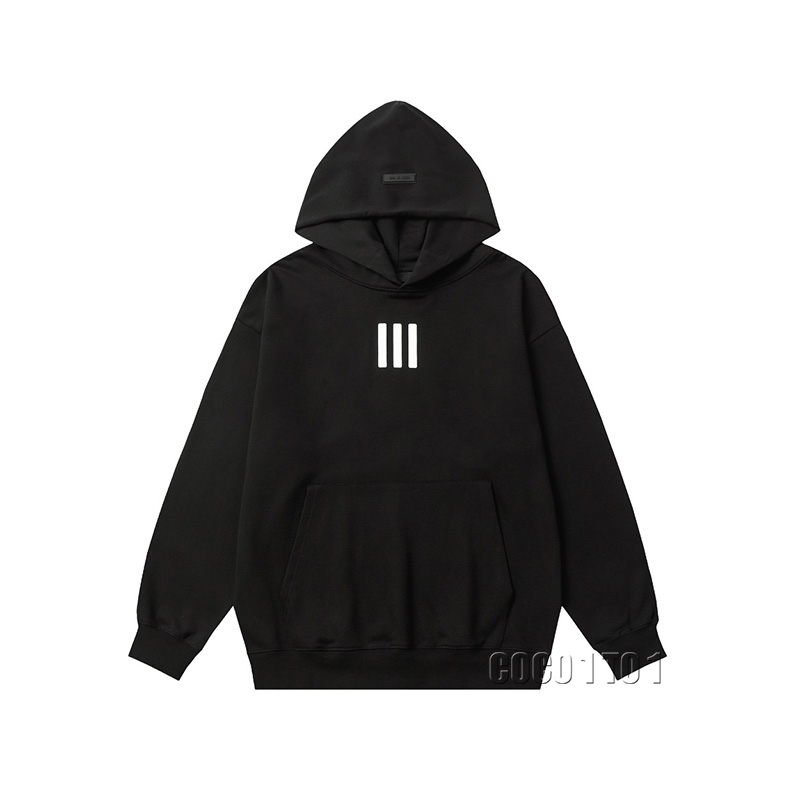 FEAR OF GOD ESSENTIALS Three-Stripes Casual Hooded Sweatshirt Black