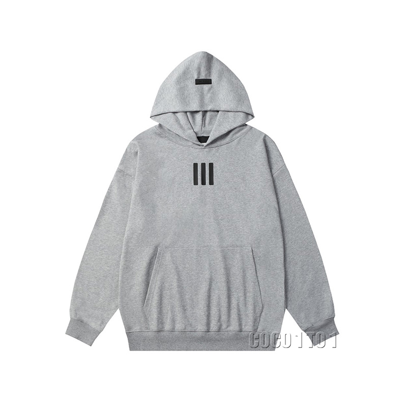 FEAR OF GOD ESSENTIALS Three-Stripes Casual Hooded Sweatshirt Gray