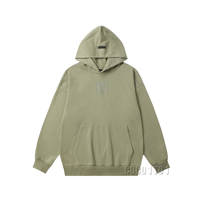 FEAR OF GOD ESSENTIALS Three-Stripes Casual Hooded Sweatshirt GrayGreen