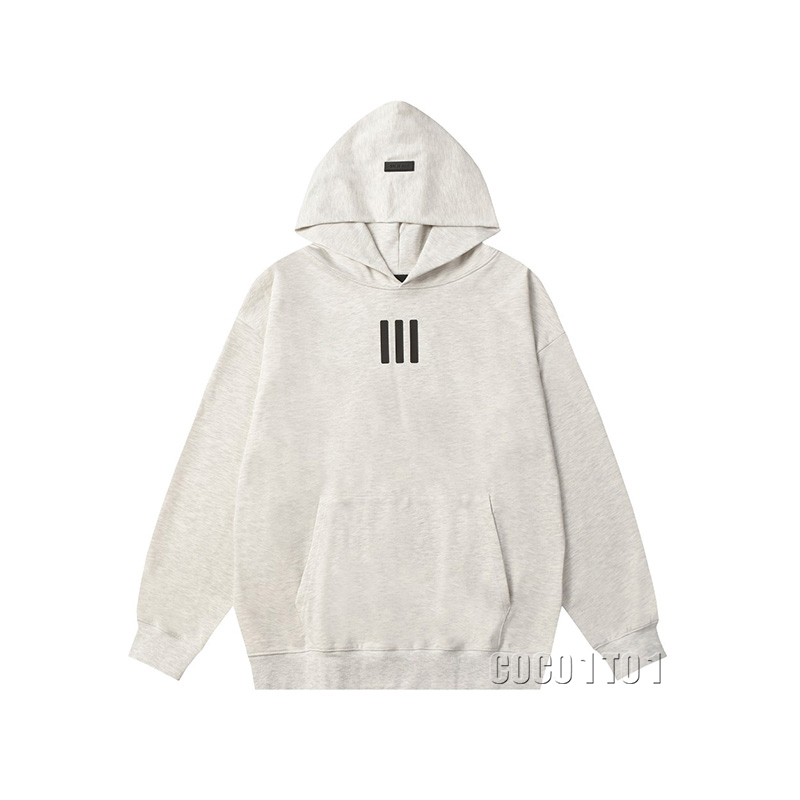 FEAR OF GOD ESSENTIALS Three-Stripes Casual Hooded Sweatshirt Light Gray