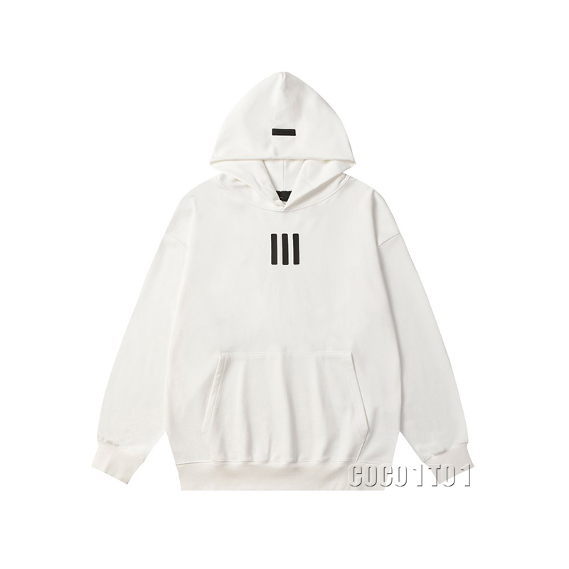 FEAR OF GOD ESSENTIALS Three-Stripes Casual Hooded Sweatshirt White