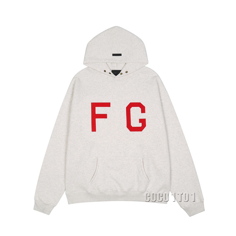 FEAR OF GOD FOG Flocked Letter Print Hooded Sweatshirt