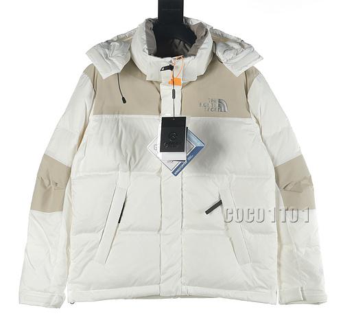 The North Face Color Block Zipper Hooded Down Jacket White
