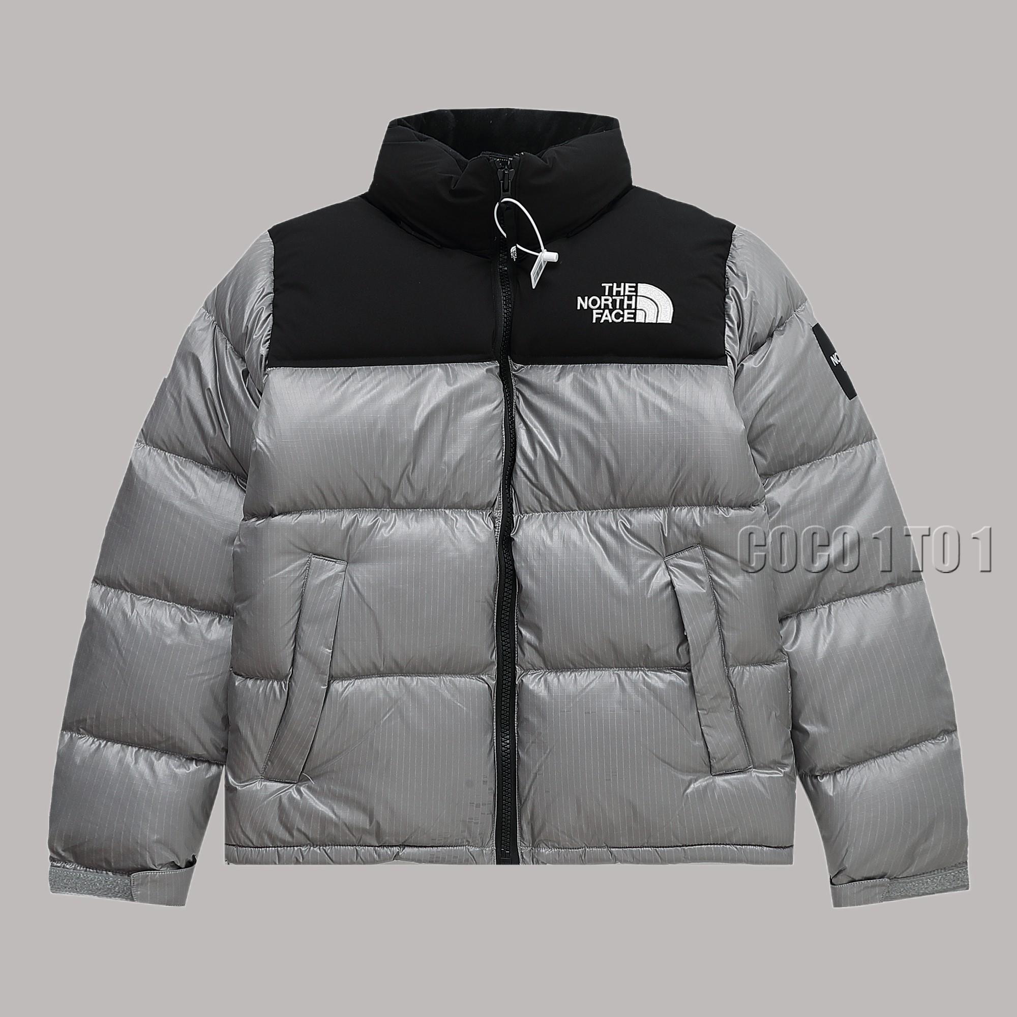 The North Face Large Checkered Sleeve Mark Down Jacket Gray
