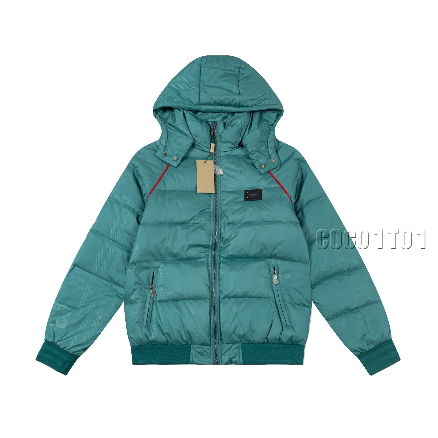 Burberry Removable Hood Down Jacket Classic Check Dark Logo Green