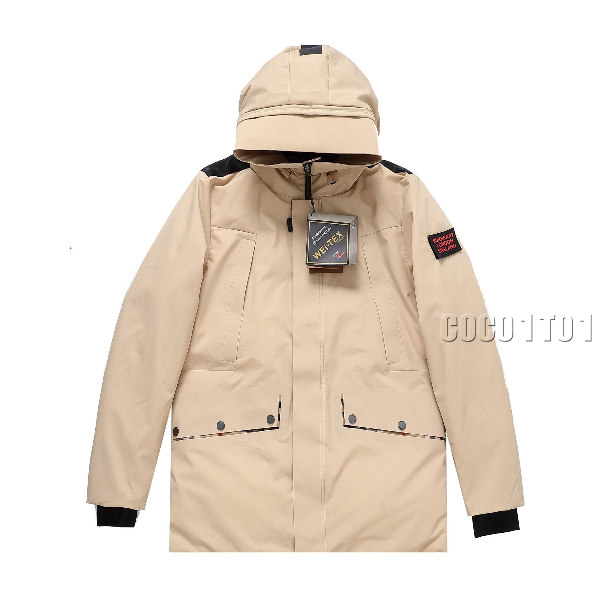 Burberry Waterproof Hooded Down Jacket Khaki