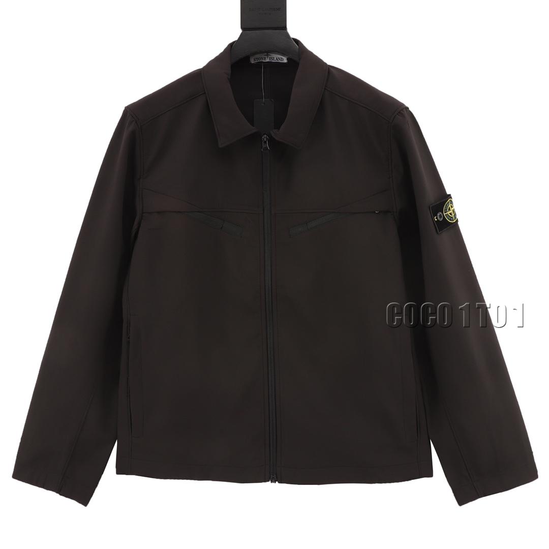STONE ISLAND solid color soft shell shirt Jacket black
