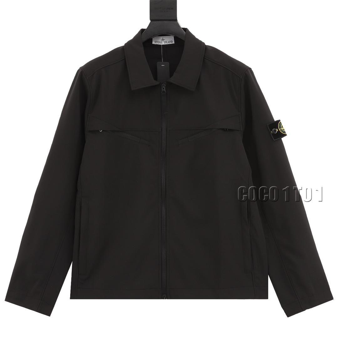 STONE ISLAND solid color Jacket black