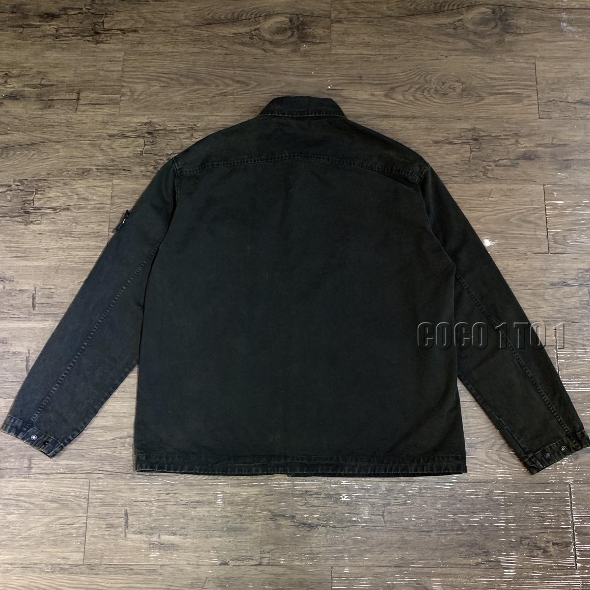 STONE ISLAND compass sleeve logo washed work Jacket black
