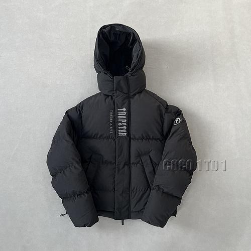 Trapstar Grey LOGO Hooded Down Jacket Black