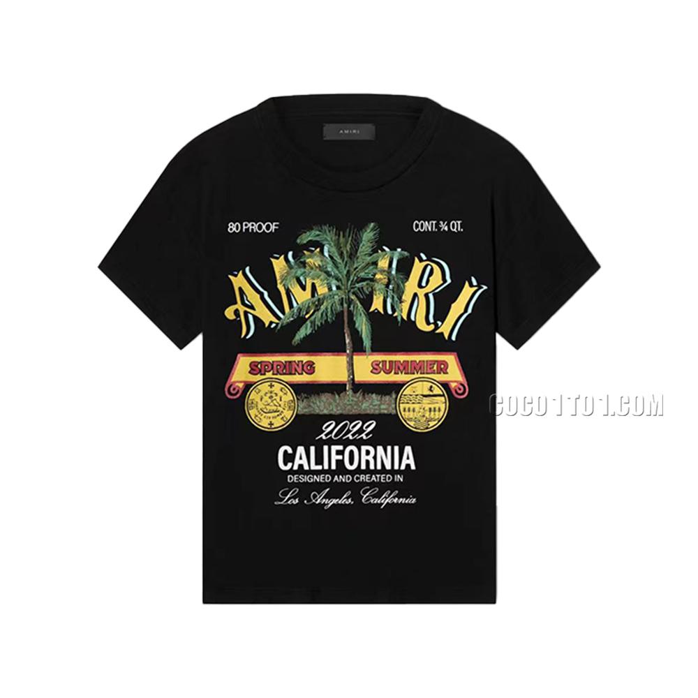 AMIRI new T-shirt short-sleeved coconut tree digital direct spray print