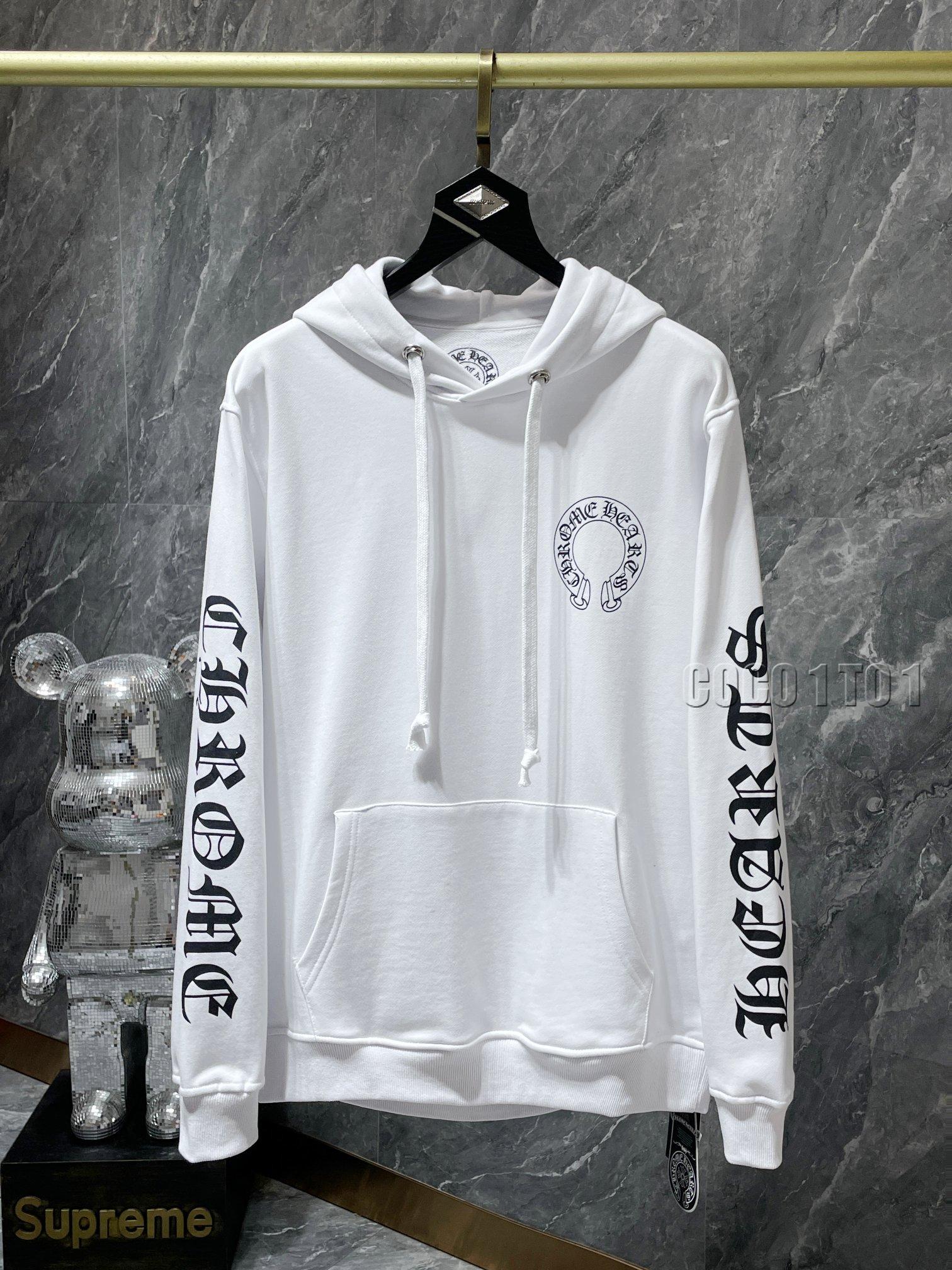Chrome Hearts Red Lips Floral Sleeve Mattyboy Horseshoe Hoodie White