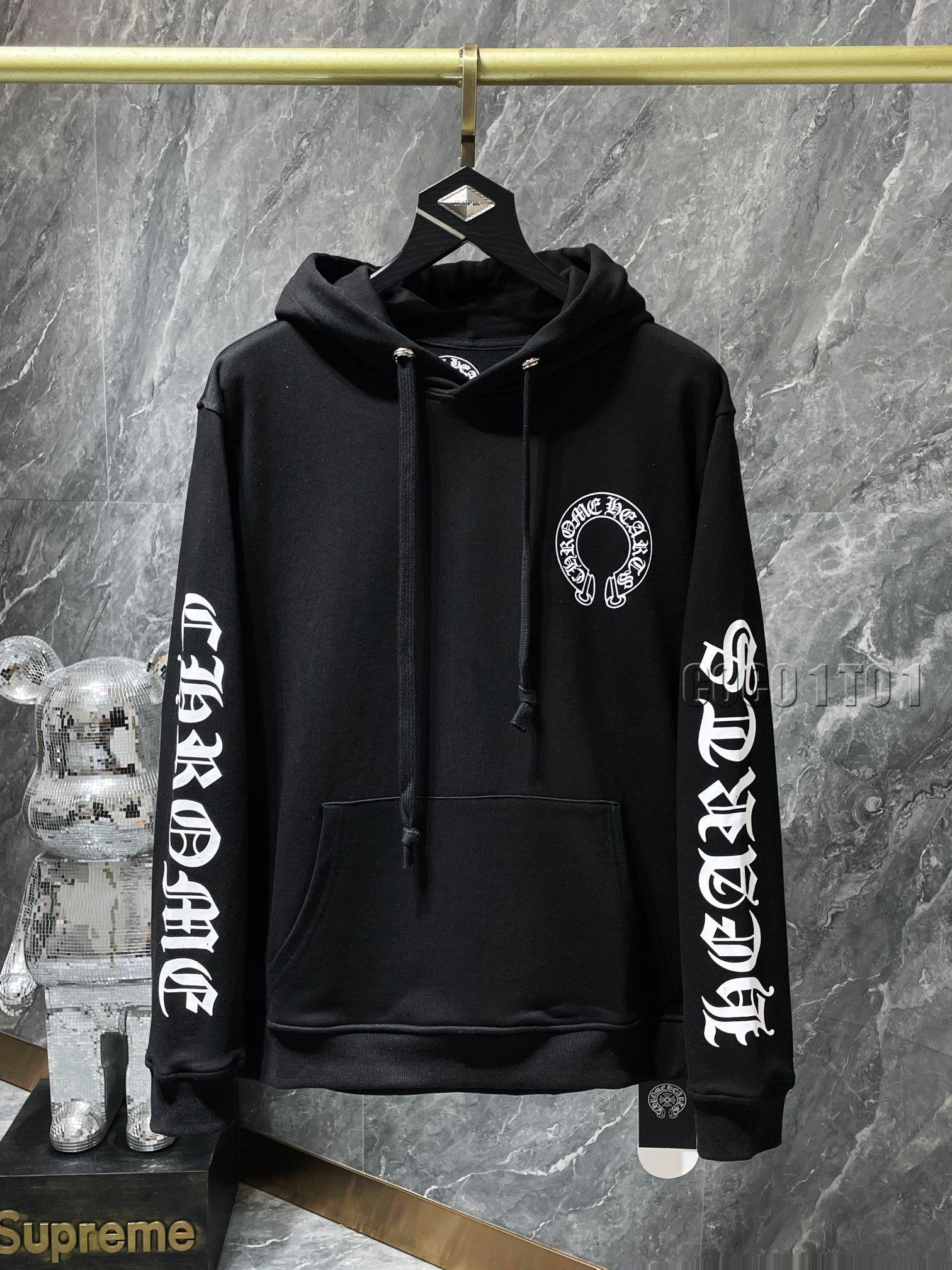 Chrome Hearts Red Lips Floral Sleeve Mattyboy Horseshoe Hoodie Black