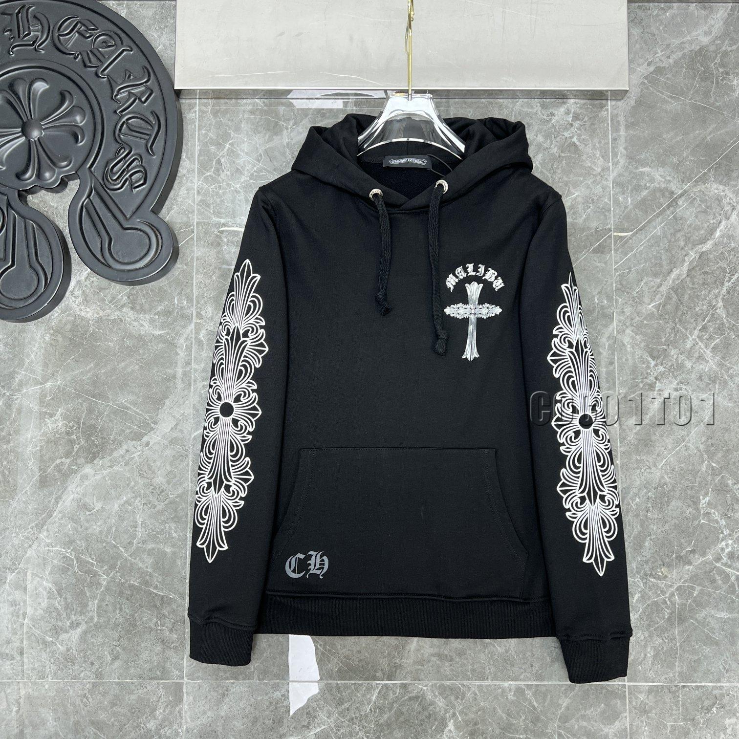 Chrome Hearts Graffiti Large Horseshoe Hand-Drawn Glow-in-the-Dark Hoodie Black