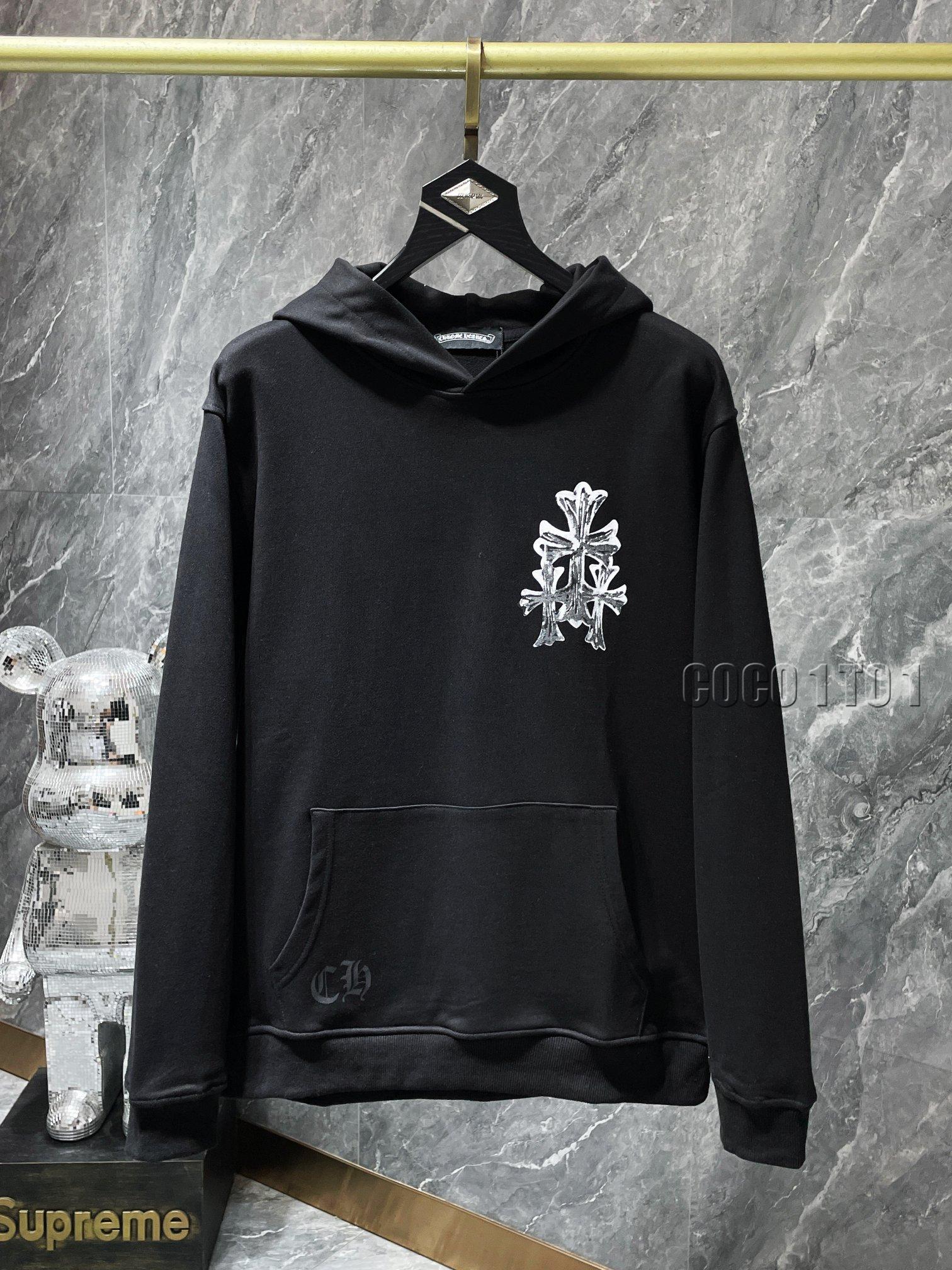 Chrome Hearts Ink-Splattered Sanskrit Hoodie Black