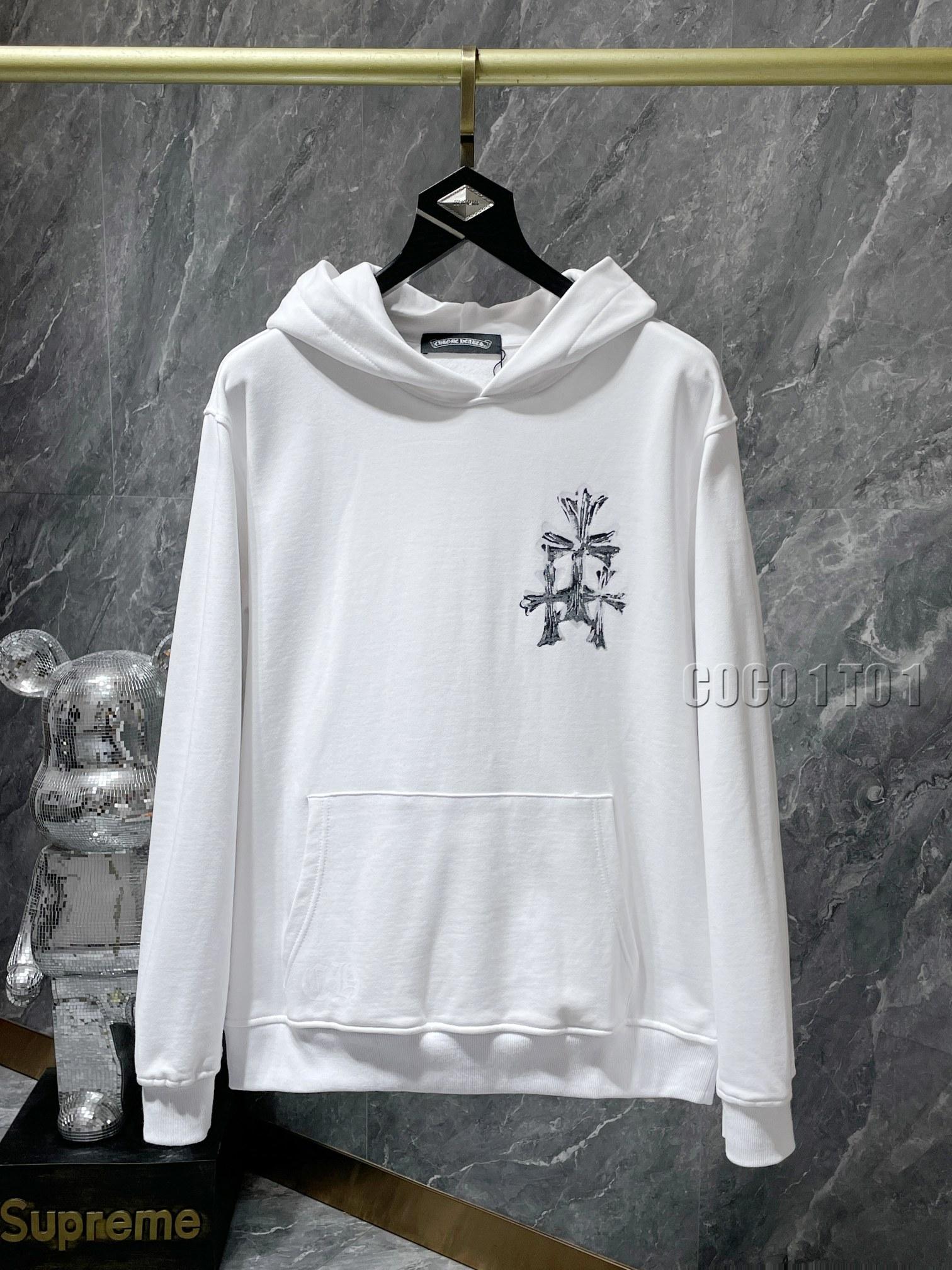 Chrome Hearts Ink-Splattered Sanskrit Hoodie White