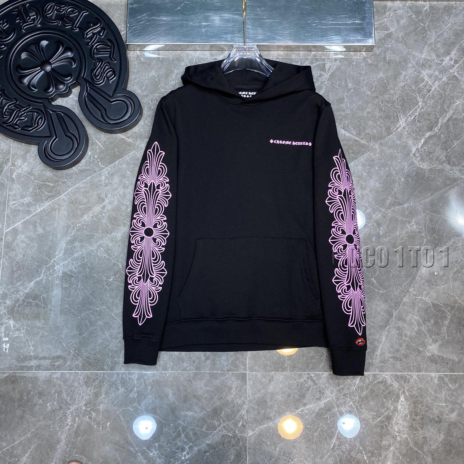 Chrome Hearts Matty Boy Pink Letter Hoodie Black