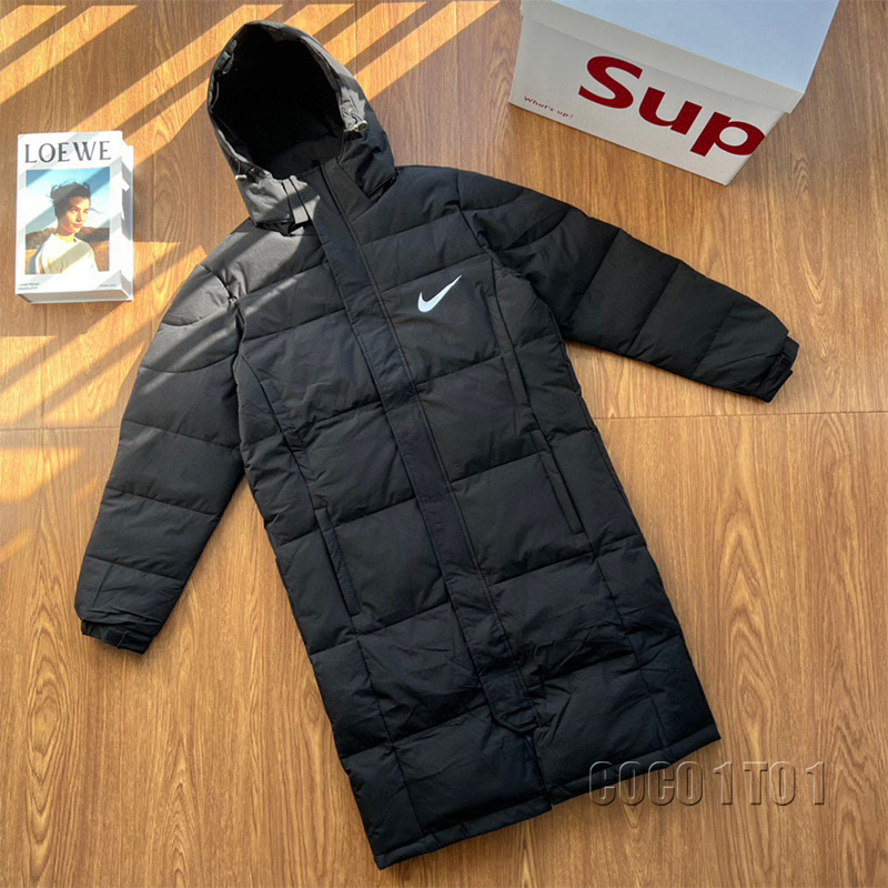 Nike Black Removable Hood Long Down Jacket