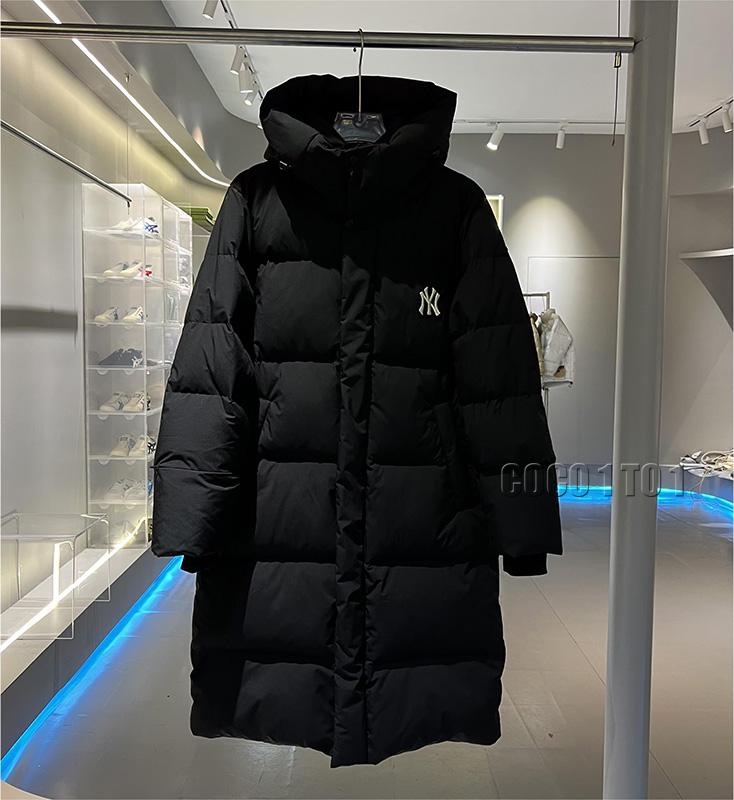 MLB New York Yankees Hooded Long Down Jacket Black