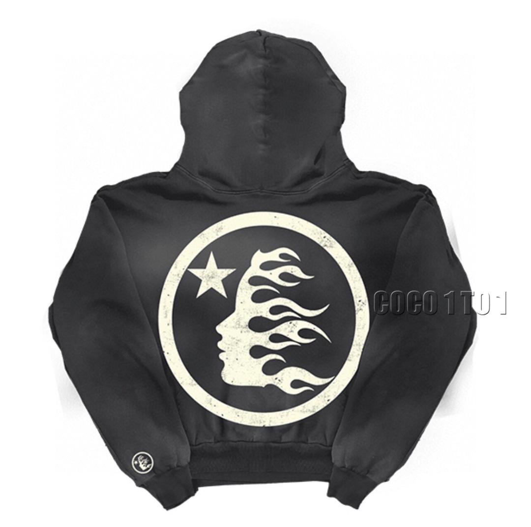 Hellstar Studios Uniform Hoodie pants big logo white print hooded sweatshirt black