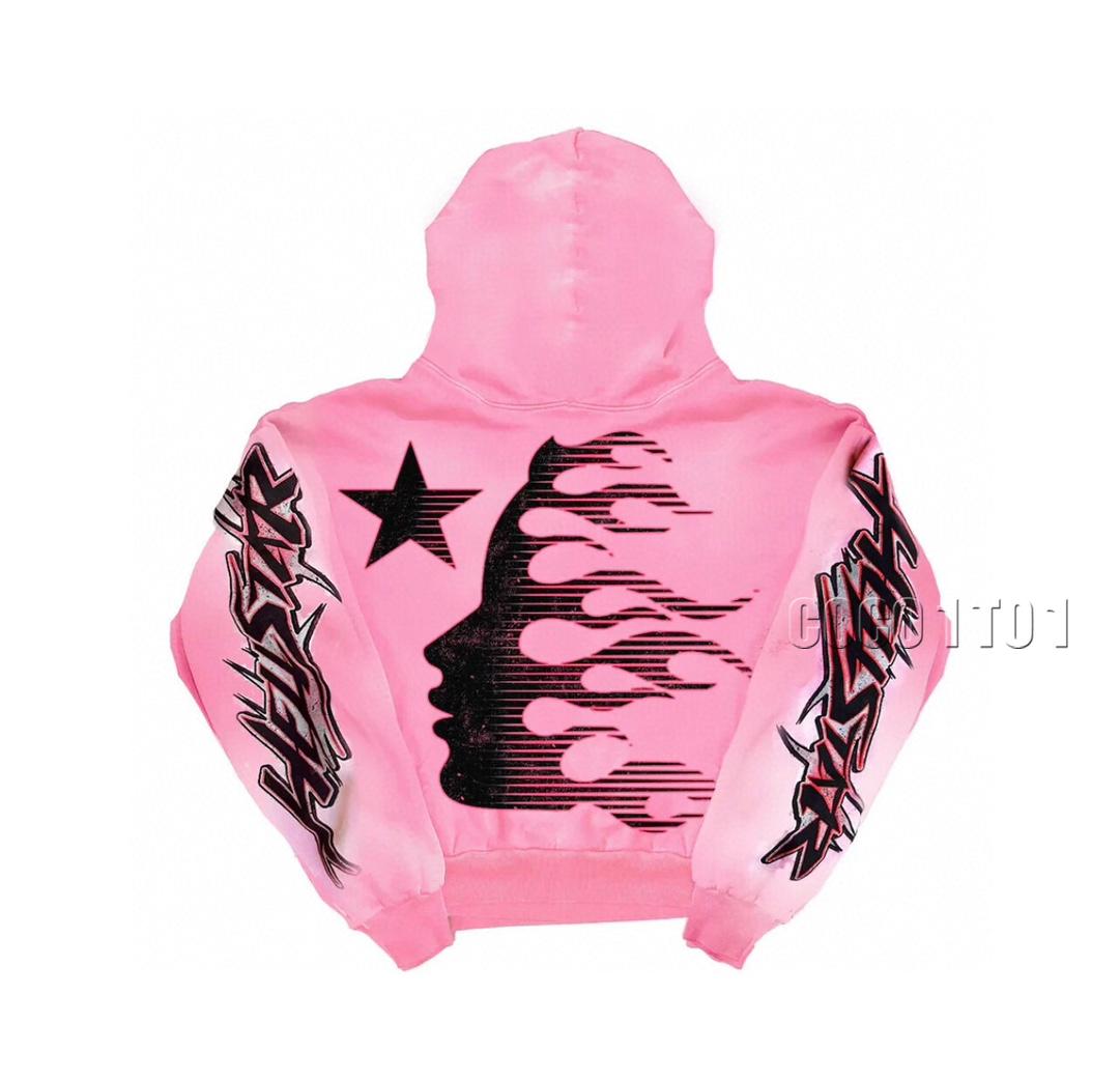 Hellstar Studios Uniform Hoodie pants big logo hooded sweatshirt pink